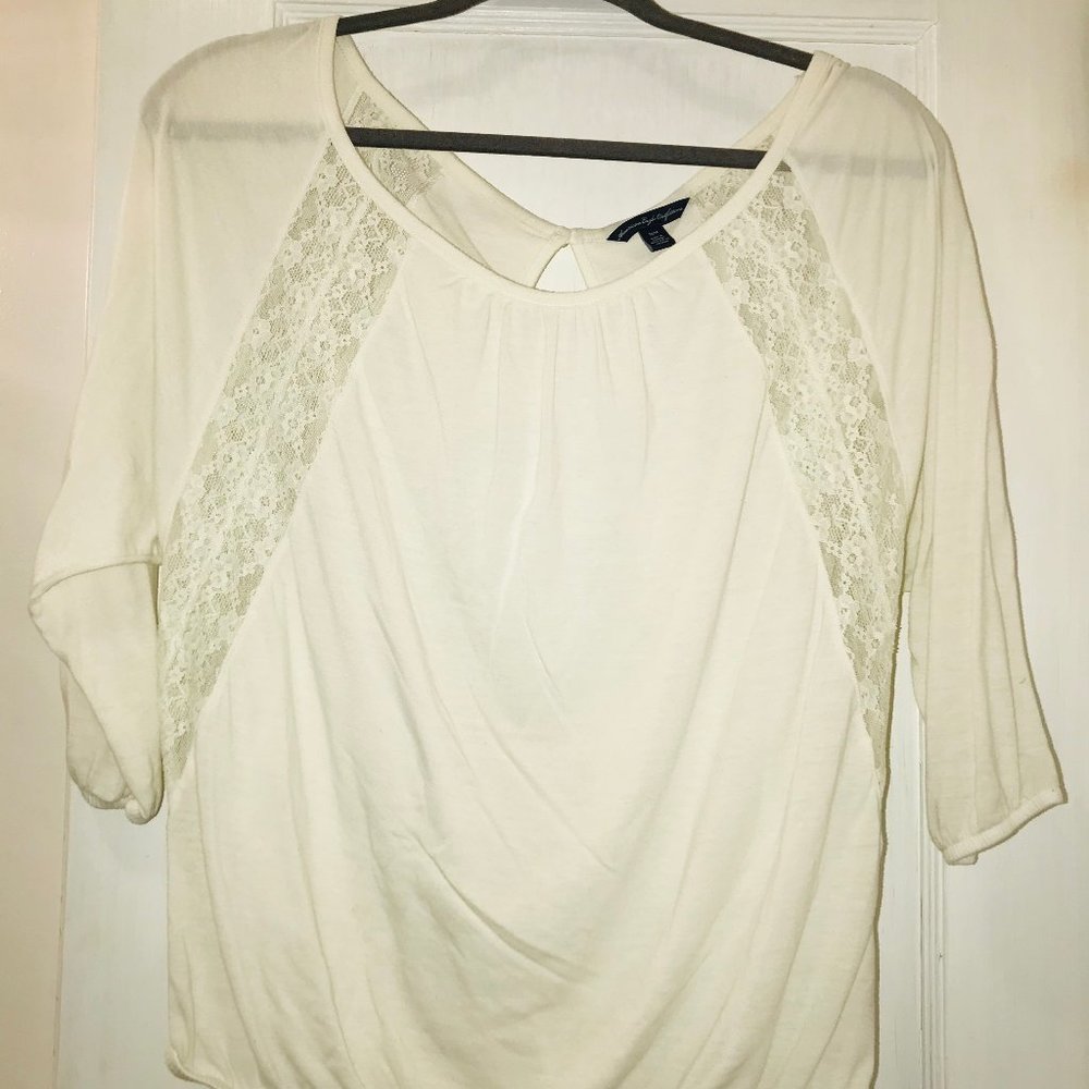 White Top with Lace Detailing